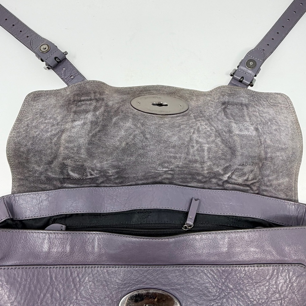 Mulberry Alexa Regular Slate Gray Lilac Leather Gunmetal Authenticated COA - Picture 13 of 16